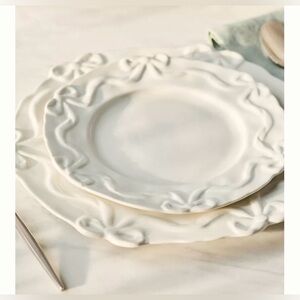 NWOT Anthropologie Benedita Bow Stoneware Side Plates, Set of 4
